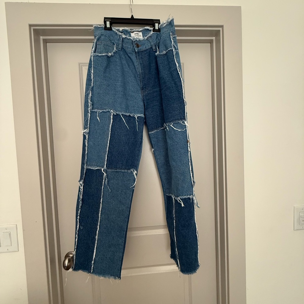 Cotton On High Rise Patchwork Jeans - Blue